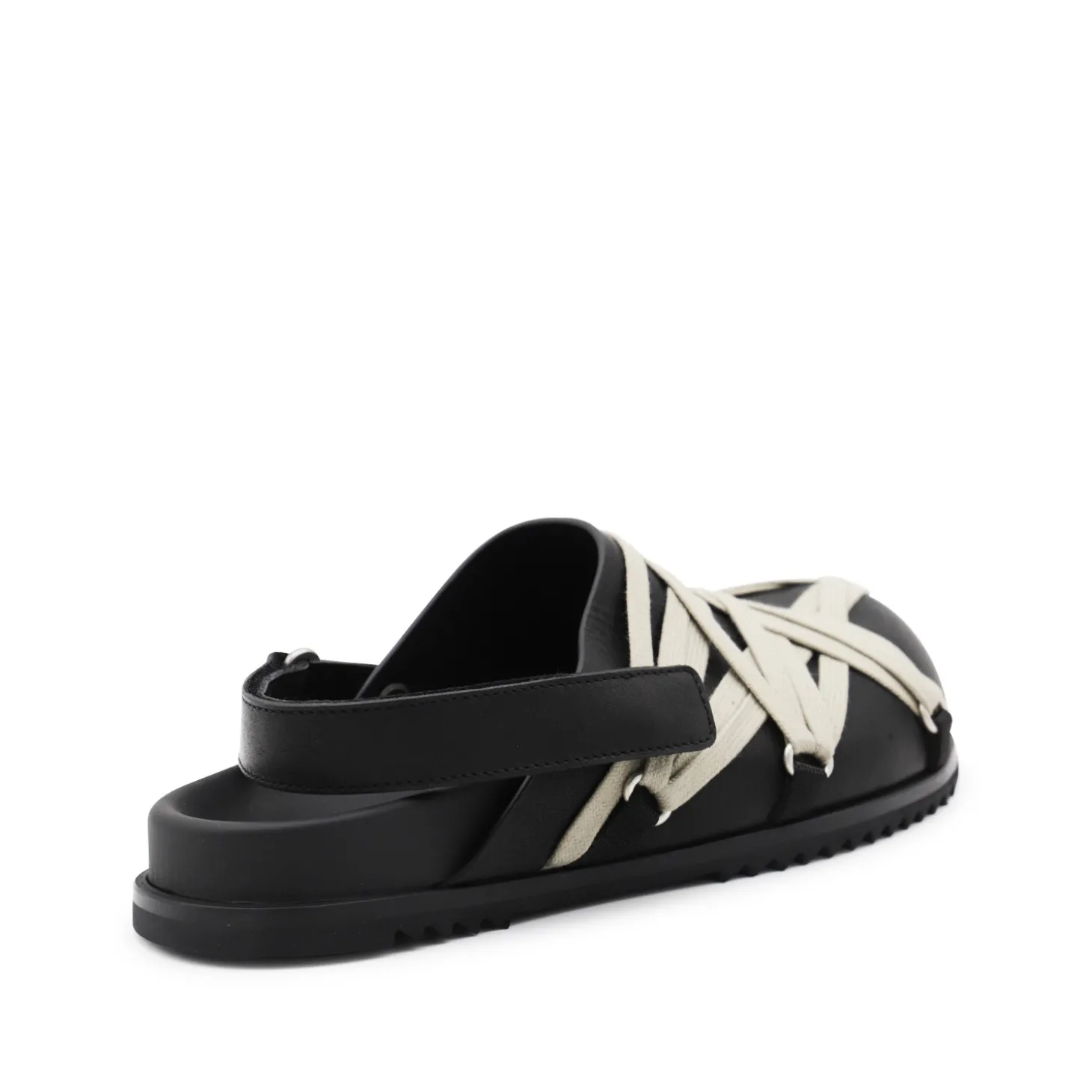 black_leather_megalaced_m_2.webp BLACK LEATHER MEGALACED MULE GRANOLA FLATS