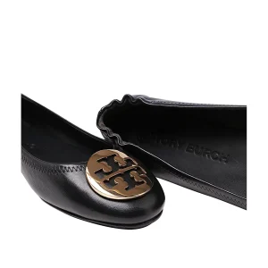 BLACK LEATHER MINNIE BALLERINA SHOES