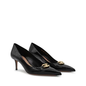 BLACK LEATHER PUMPS