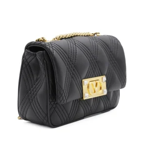 BLACK LEATHER QUILTIE 67 SHOULDER BAG