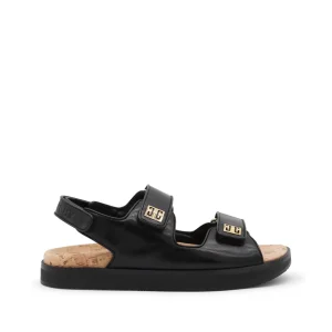 BLACK LEATHER SANDALS