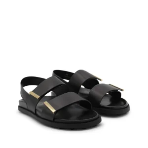 BLACK LEATHER SANDALS