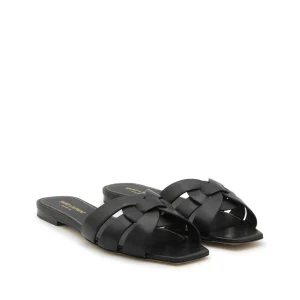 BLACK LEATHER SANDALS