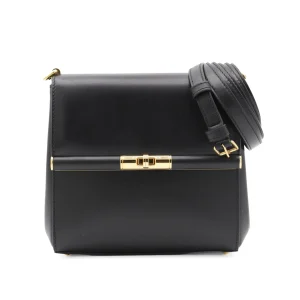 BLACK LEATHER SHOULDER BAG