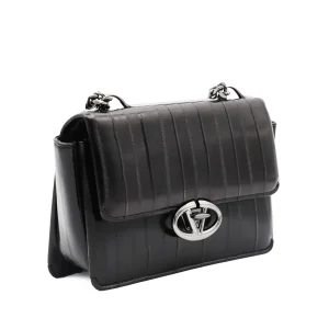 BLACK LEATHER SHOULDER BAG
