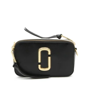 BLACK LEATHER THE SNAPSHOT CROSSBODY BAG