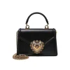 BLACK LEATHER TOP HANDLE BAG