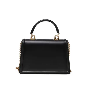 BLACK LEATHER TOP HANDLE BAG