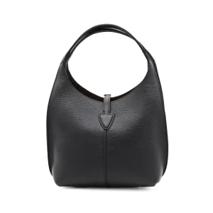 BLACK LEATHER TOP HANDLE BAG