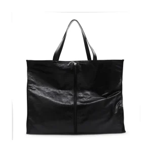 BLACK LEATHER TOTE BAG