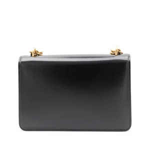 BLACK LEATHER VAIN SHOULDER BAG
