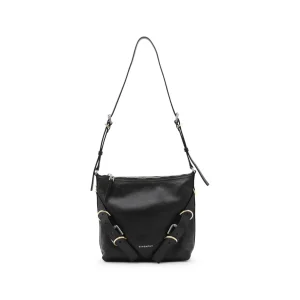 BLACK LEATHER VOYOU SHOULDER BAG