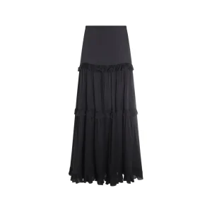 BLACK SILK MAXI SKIRT