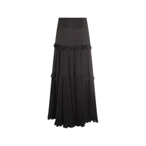 BLACK SILK MAXI SKIRT