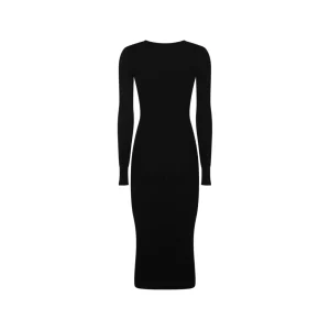 BLACK VISCOSE MIDI DRESS