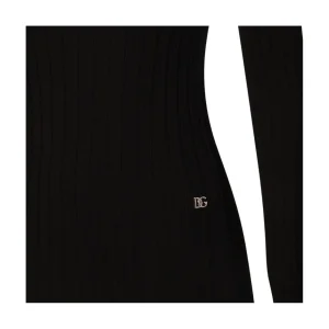 BLACK VISCOSE MIDI DRESS
