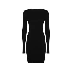 BLACK VISCOSE MINI DRESS
