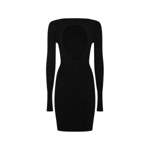 BLACK VISCOSE MINI DRESS