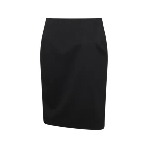 BLACK WOOL MIDI SKIRT