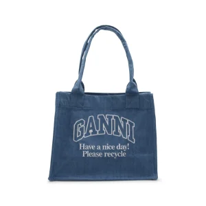 BLUE COTTON DENIM TOTE BAG