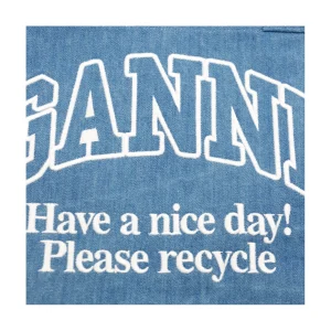 BLUE COTTON DENIM TOTE BAG