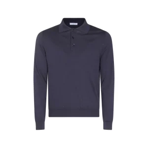 BLUE COTTON POLO KNITWEAR