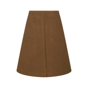 BROWN COTTON MIDI SKIRT