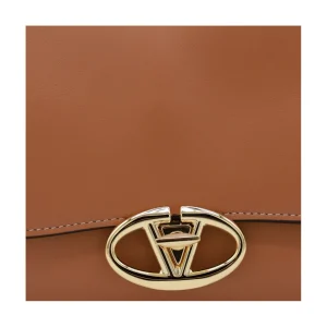 BROWN LEATHER OVHAL SHOULDER BAG