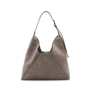 BROWN LEATHER SUEDE SHOULDER BAG