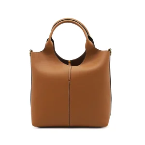 BROWN LEATHER TOP HANDLE BAG