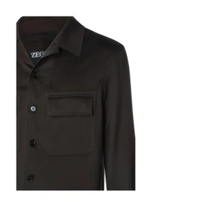 BROWN WOOL CASUAL JACKET