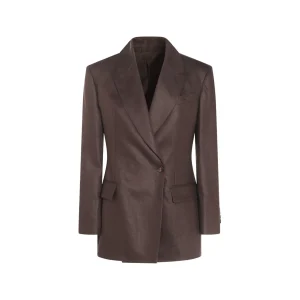 DARK BROWN LINEN BLAZER