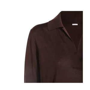 DARK BROWN WOOL POLO SHIRT