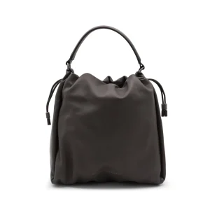 DARK GREY LEATHER CROSSBODY BAG