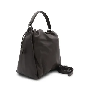 DARK GREY LEATHER CROSSBODY BAG