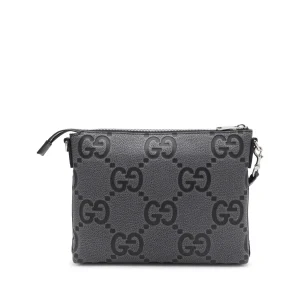 DARK GREY LEATHER JUMBO GG MEDIUM MESSENGER BAG
