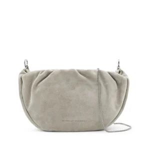 DARK GREY LEATHER SHOULDER BAG