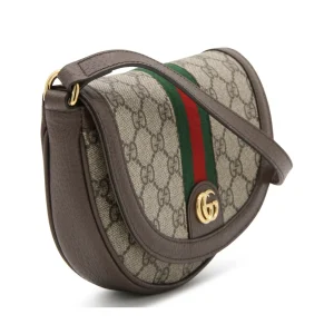 EBONY CANVAS AND LEATHER GG OPHIDIA MINI CROSSBODY BAG