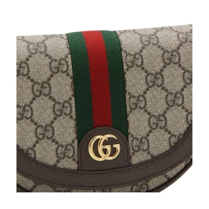 EBONY CANVAS AND LEATHER GG OPHIDIA MINI CROSSBODY BAG