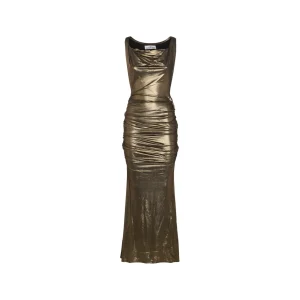 GOLD VISCOSE LONG DRESS