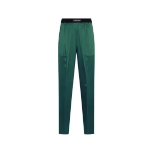 GREEN SILK PANTS