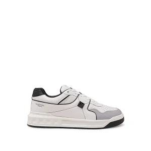 GREY AND WHITE LEATHER SNEAKERS