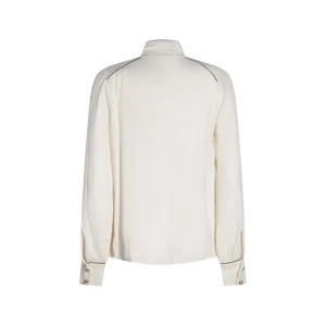 IVORY AND BLACK VISCOSE SHIRT