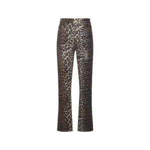 LEOPARD COTTON DENIM JEANS