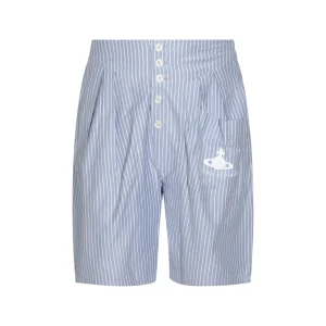 LIGHT BLUE AND WHITE COTTON SHORTS