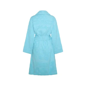 LIGHT BLUE COTTON BAROQUE POLKA DOTS BATHROBE