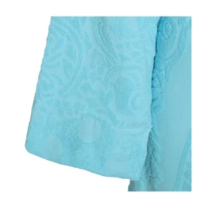 LIGHT BLUE COTTON BAROQUE POLKA DOTS BATHROBE
