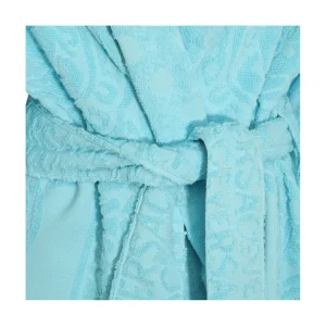 LIGHT BLUE COTTON BAROQUE POLKA DOTS BATHROBE