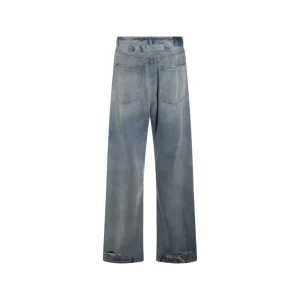 LIGHT BLUE COTTON DENIM JEANS