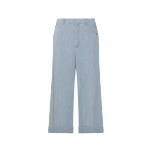 LIGHT BLUE COTTON DENIM PANTS